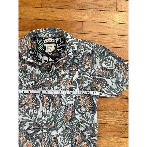 Ariat Retro Fit Men’s Tropical Leaf Print Short Sleeve Button Shirt Small - Picture 5 of 6